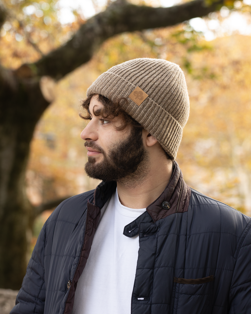 Bonnet Buff Laine Mérinos – Unisexe – Couleur écorce – Neuf étiqueté